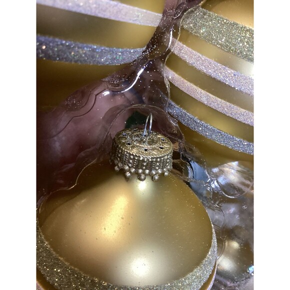KREBS Glass Christmas Ornaments Tiffany Chiffon Balls Glitter Stripes 2 Boxes - Picture 9 of 10